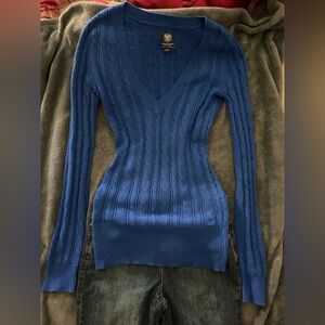 American Eagle Outfitters Blue Small Petite Sweater Early-2010s 100% Cotton